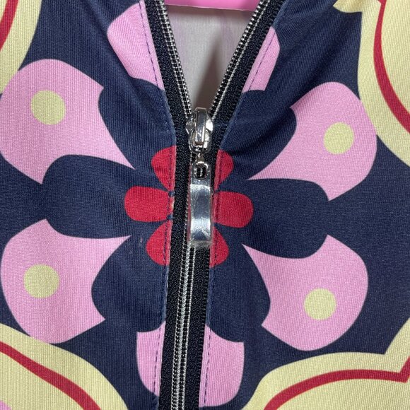 Ace Golfs Women's LS Retro Pink Navy Floral Active Golf Top XL! - Picture 2 of 5